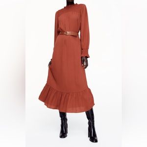 Zara dress, brand new, terracotta color with belt